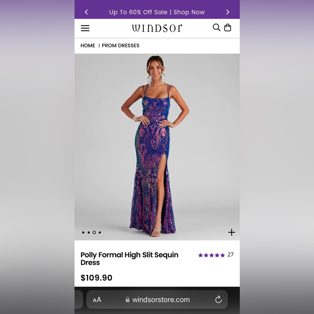 High slit sequin prom dress